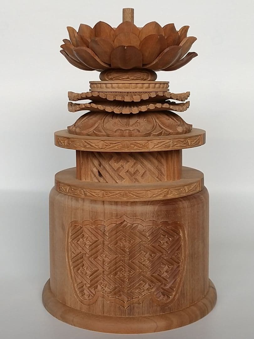 台座のみ 立像用#497 背切 円型 ◆白檀 木彫 仏像付属品