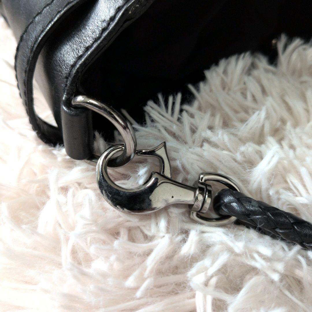 【良品】GUCCI グッチ ショルダーバッグ キャンバス レザー 黒