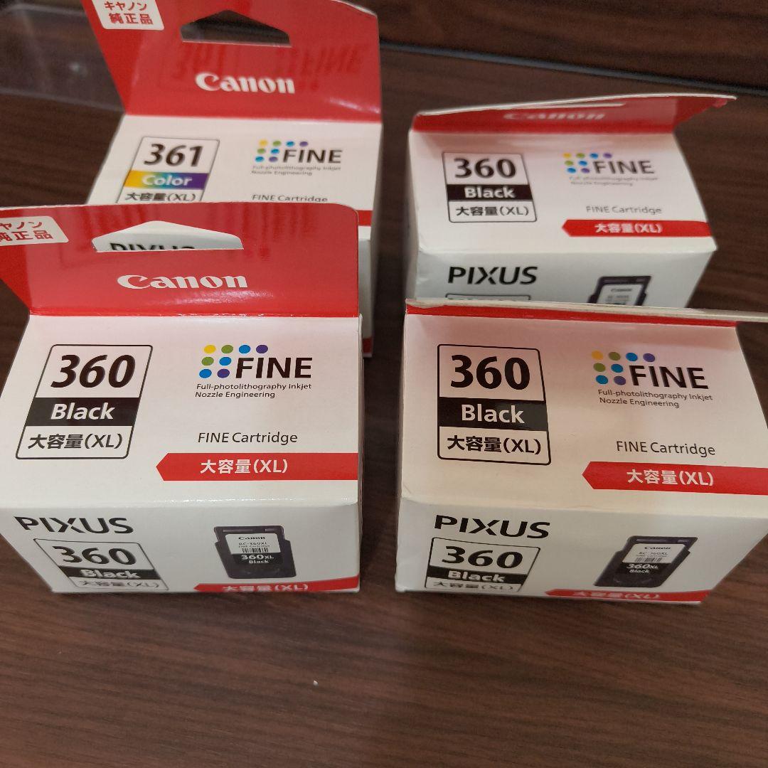 Canon BC-360XL　3個、361XL 1個
