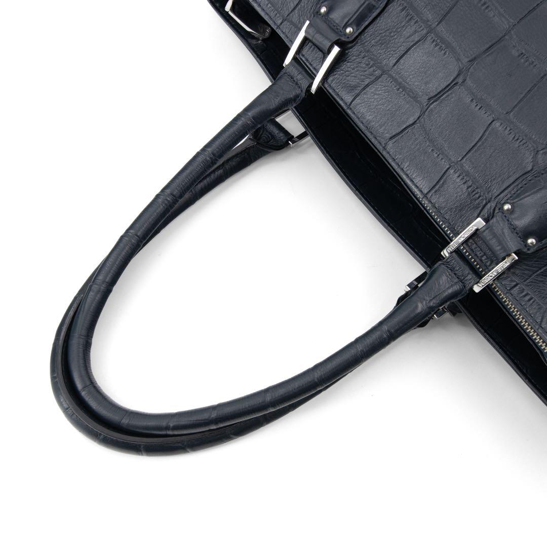 A092【美品】ペッレモルビダ／メイデンヴォヤージュ　トートバッグ　クロコ型押し