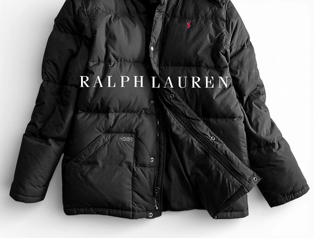 未使用級 ポロラルフローレン ポニー刺繍 2WAYフード 極暖ダウンコート黒