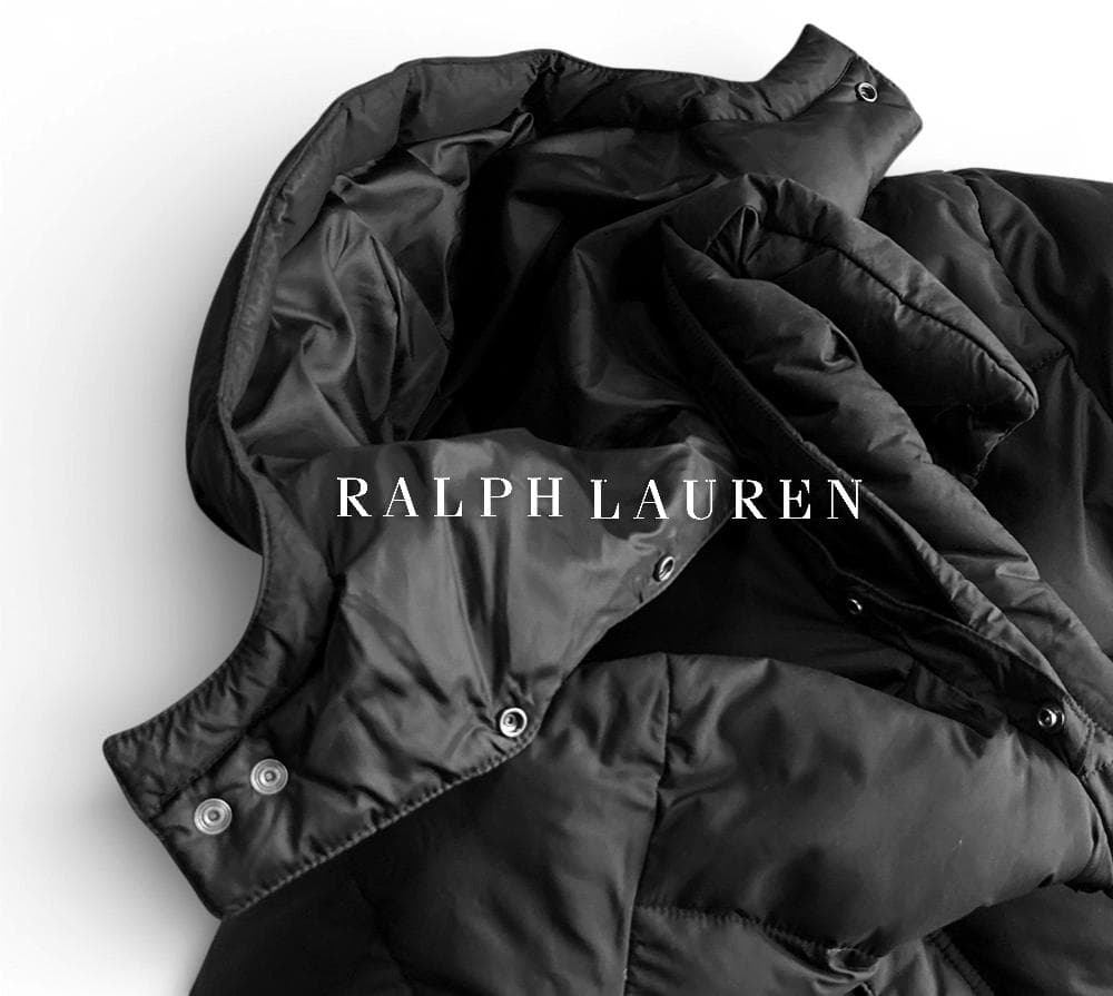 未使用級 ポロラルフローレン ポニー刺繍 2WAYフード 極暖ダウンコート黒