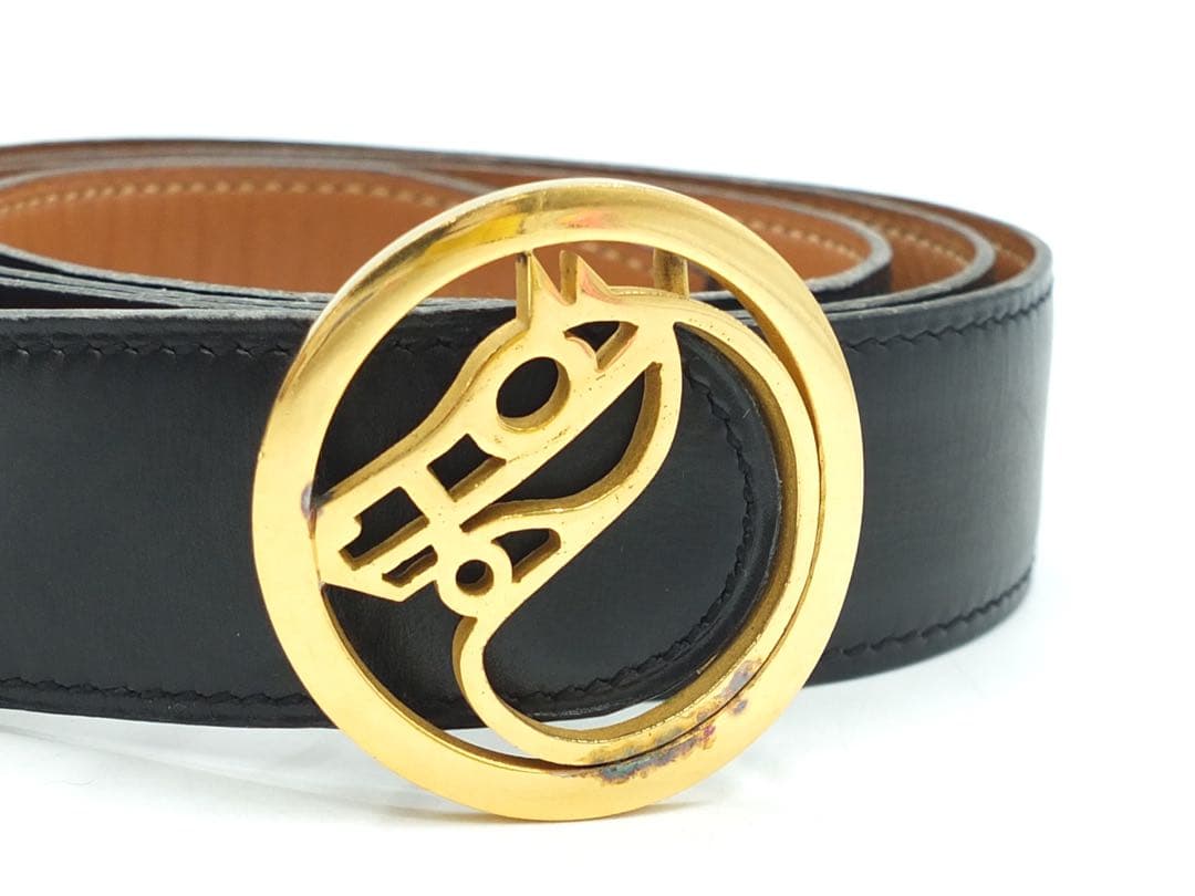 HERMESエルメス ベルトシュバル ホースバックル ボックスカーフリバーシブル