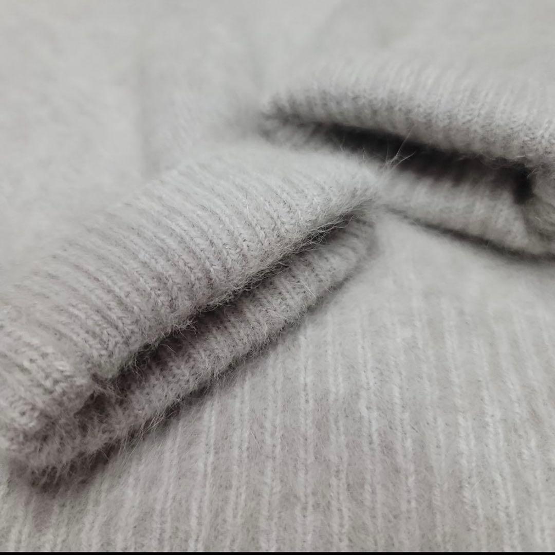 ライトグレーFOXカシミヤ Vネック ニットセーター