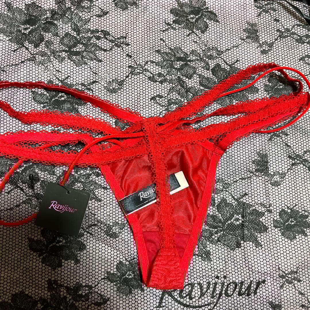 ☆Ravijour☆廃盤ラメ入☆RED☆D65-70 3連Tバック☆セット