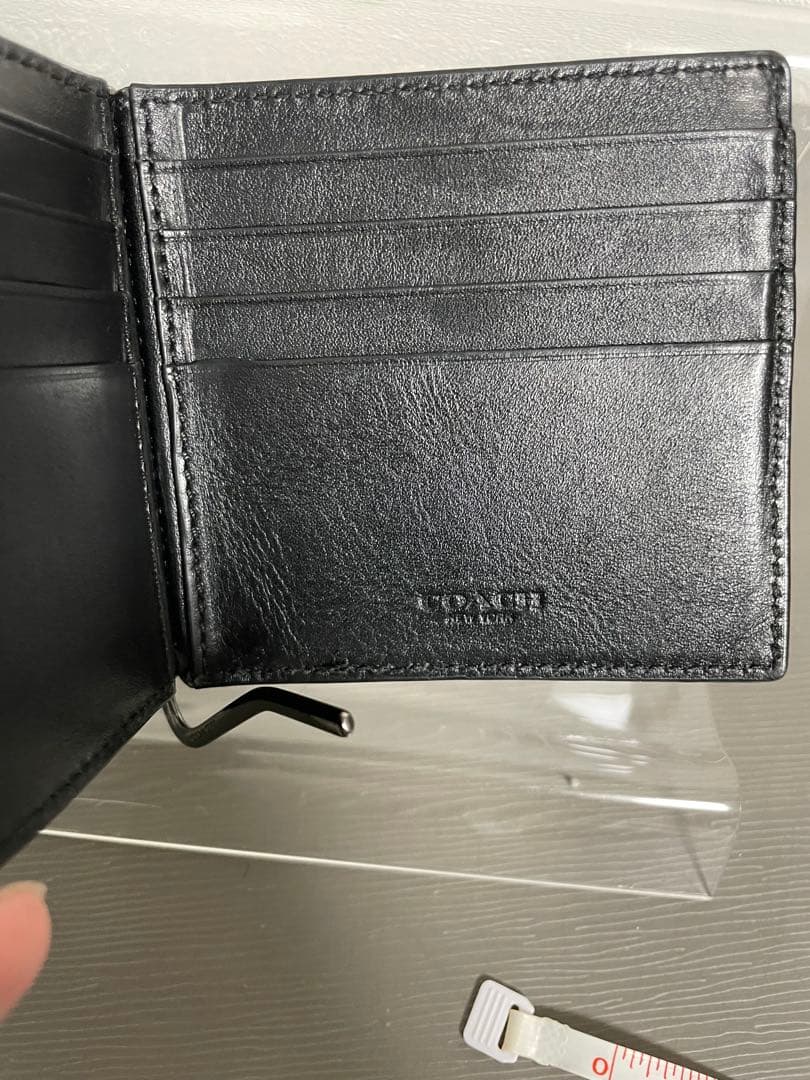 #コーチ COACH 本革 マネークリップ 型押し シグネチャー ブラック