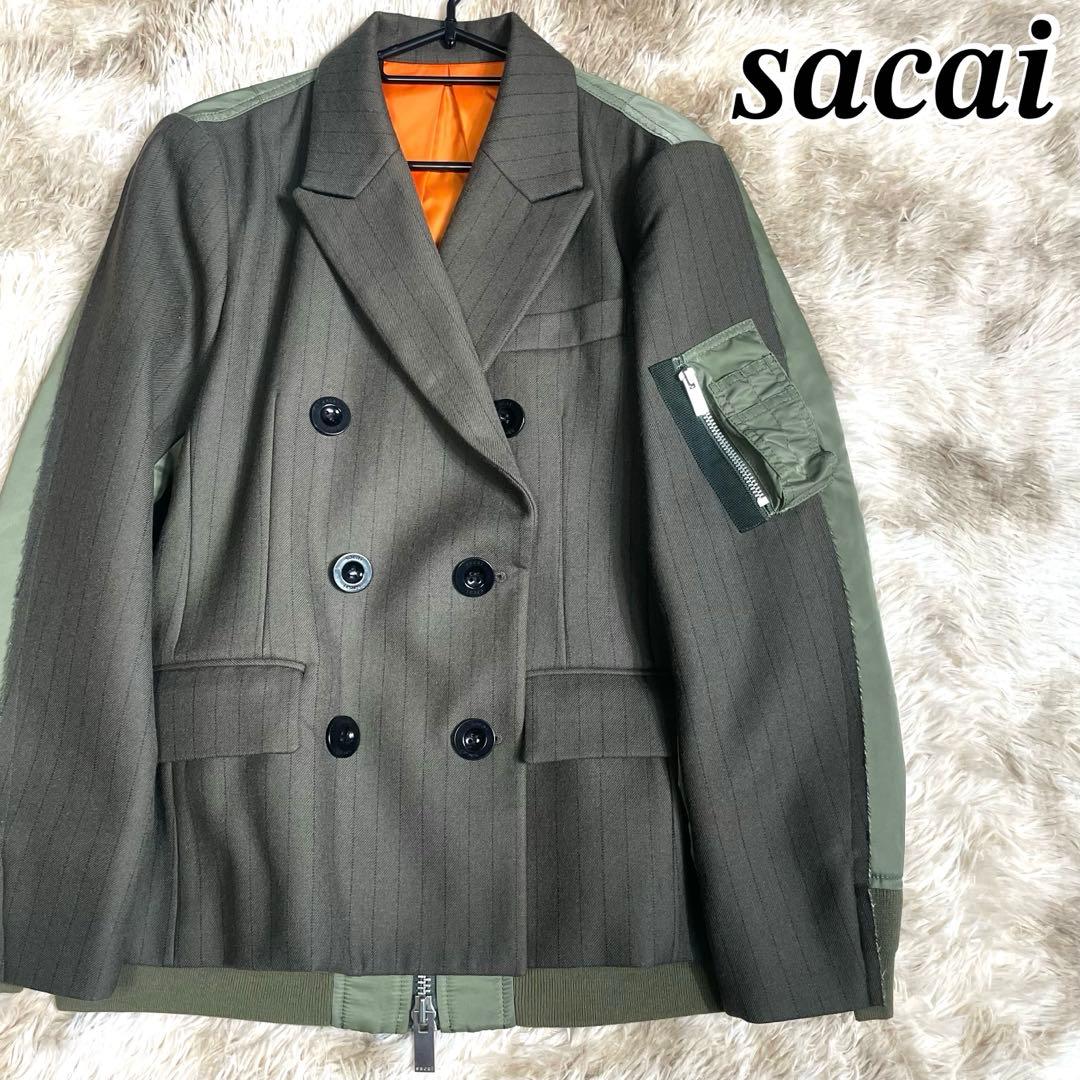 sacai ダブルブレストチョークストライプジャケット　レディース　サカイ