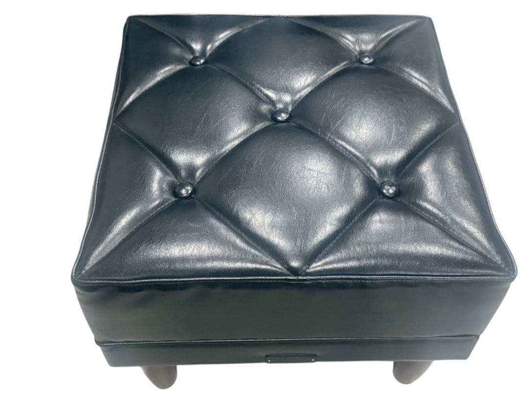 ◯②karimoku カリモク60 オットマン 黒 ブラック レザー