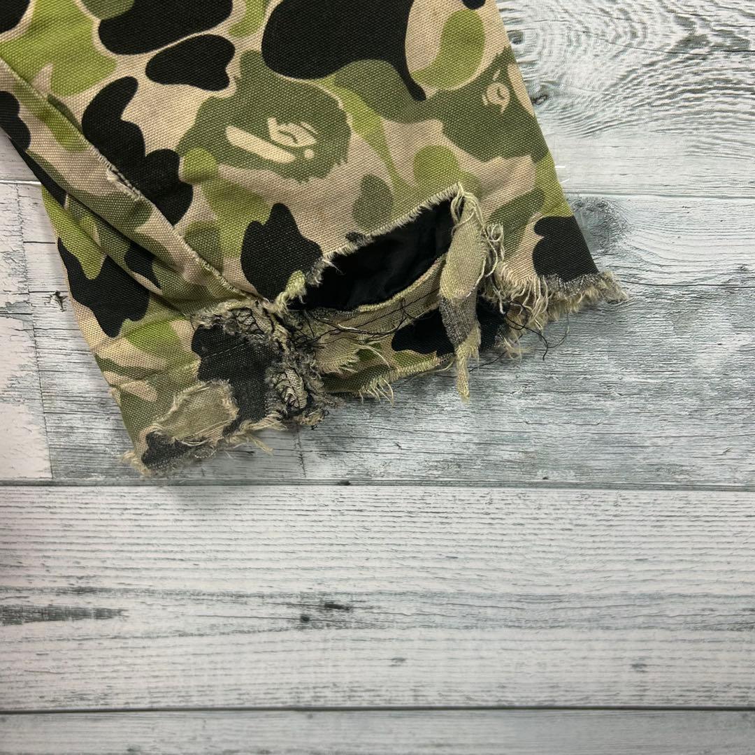 90s 00s アベイシングエイプ カモ柄 ジャケット XL M-65 難あり