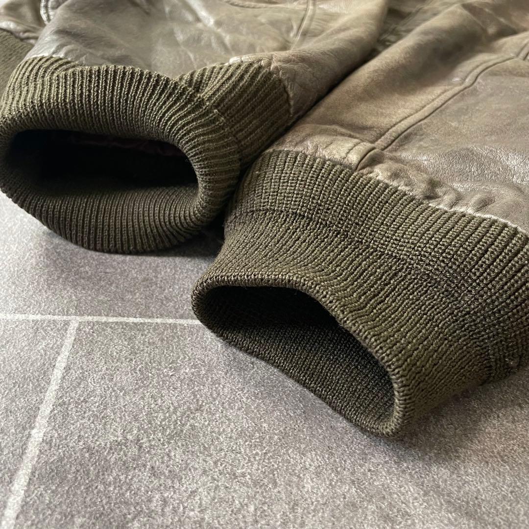 80-90'sa 鬼フェード 本革 A-2 レザーフライトジャケットL 短丈