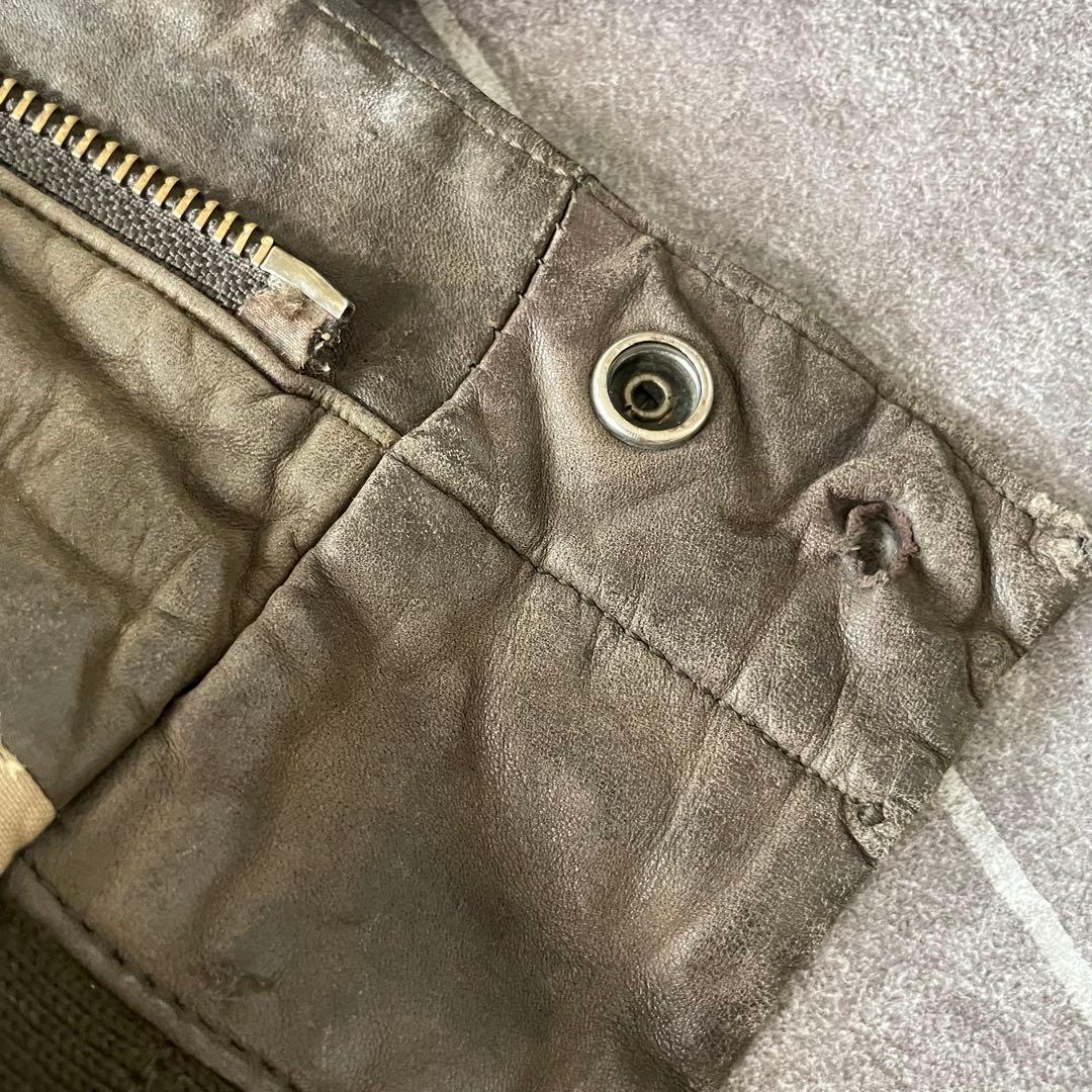 80-90'sa 鬼フェード 本革 A-2 レザーフライトジャケットL 短丈