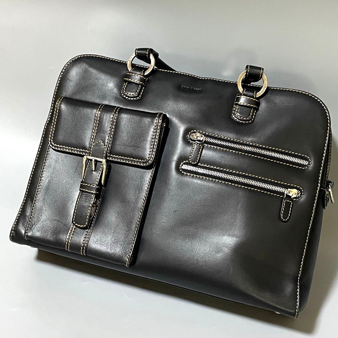 GOLD PFEIL ゴールドファイル レザー ビジネスバッグ 黒 使用感少な目