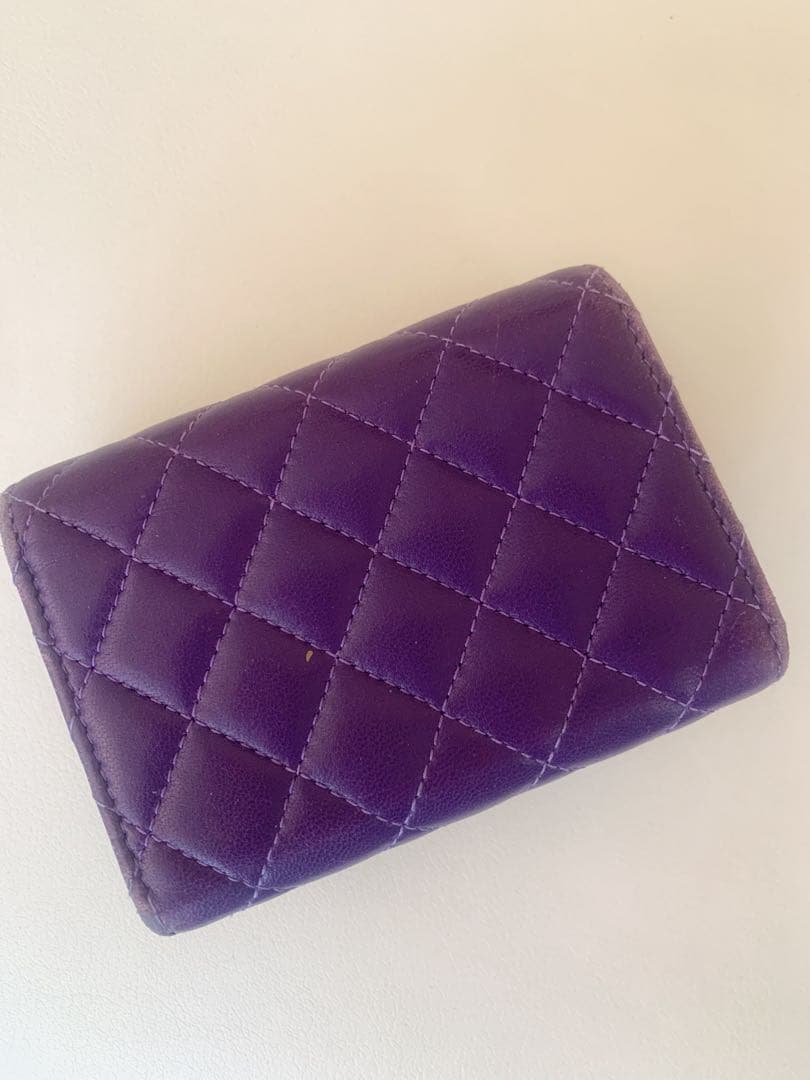 シャネル♡CHANEL 紫 キルティング 三つ折り財布