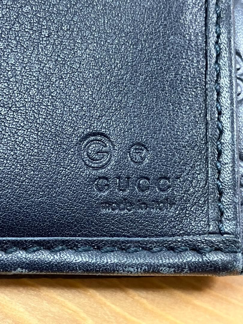 Gucci　グッチ マイクログッチシマ 長財布 449393 レザー　Wホック
