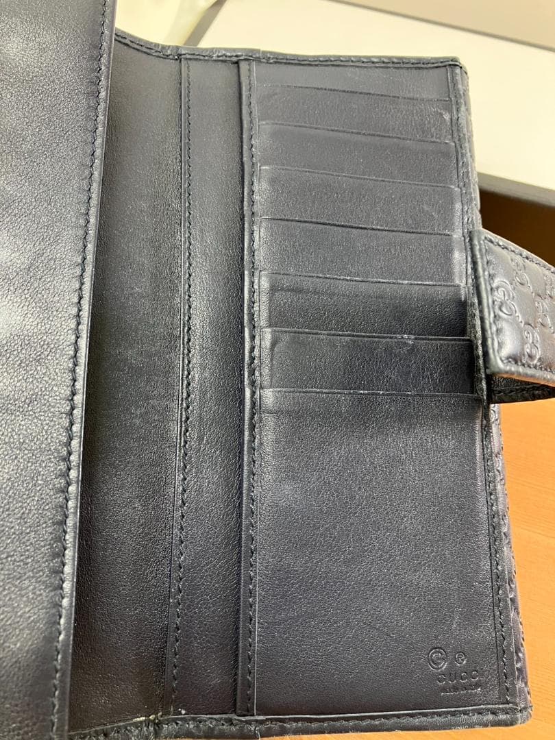 Gucci　グッチ マイクログッチシマ 長財布 449393 レザー　Wホック