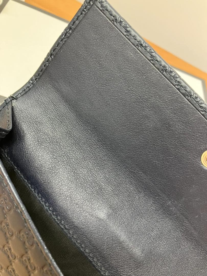 Gucci　グッチ マイクログッチシマ 長財布 449393 レザー　Wホック