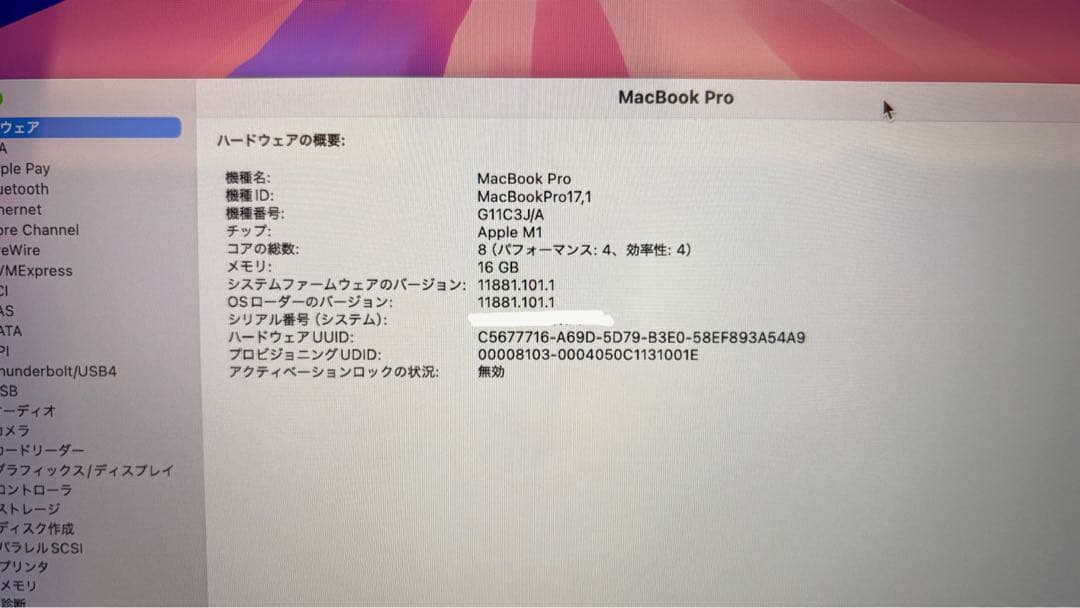 送料無料 極美品 MacBookPro 13インチ M1 1TB 16GB