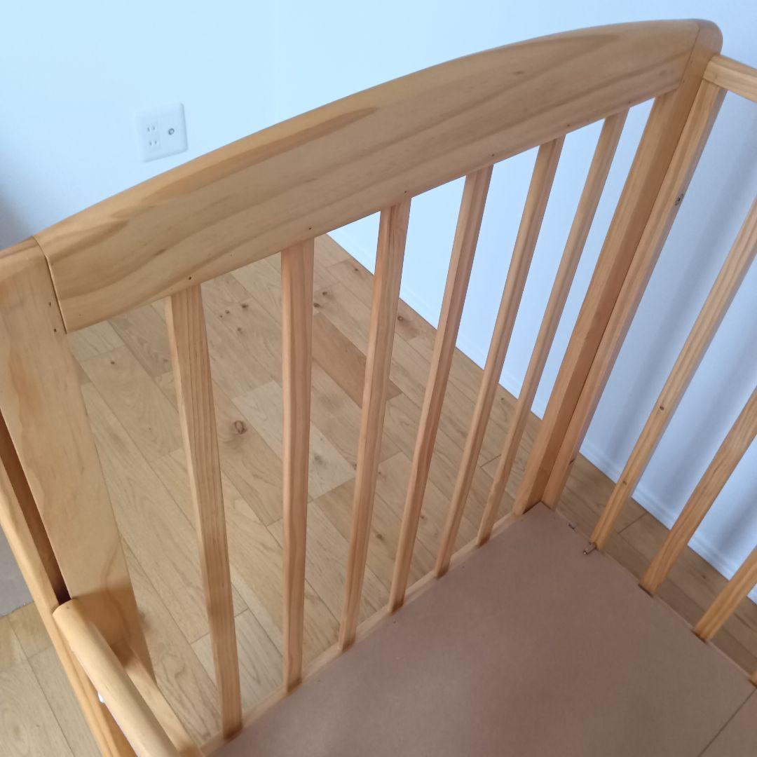 【美品】KATOJI ベビーベッド レギュラーサイズ 木製 キャスター付き