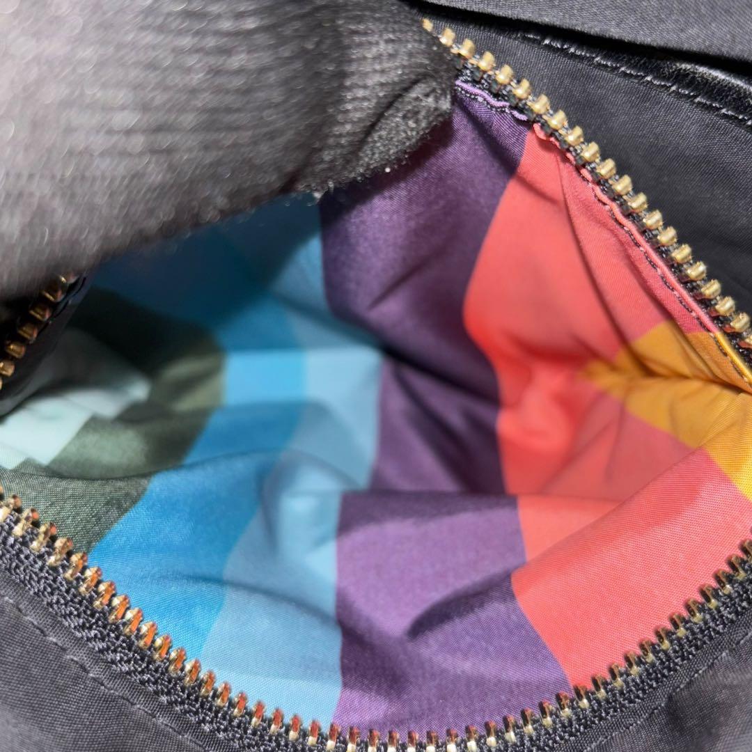 極美品 ポールスミス ボディバッグ マルチストライプ ナイロン 黒 マルチカラー