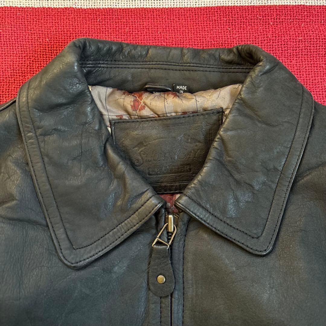 90s レザージャケット　黒　ブラック　ヴィンテージ　セントジョンズベイ