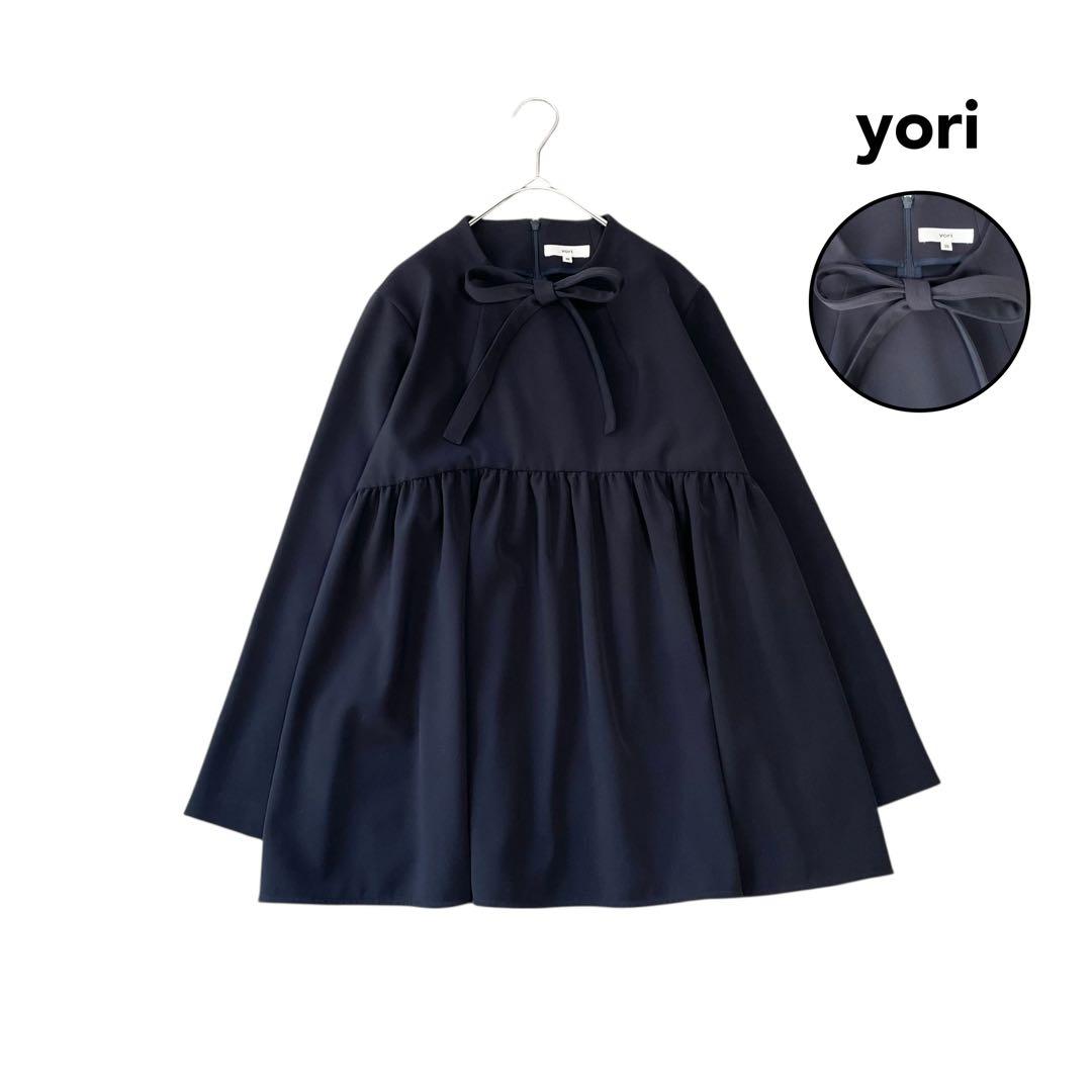 現行✨未使用級✨yori セレモニーリボンブラウス フォーマル ネイビー 38
