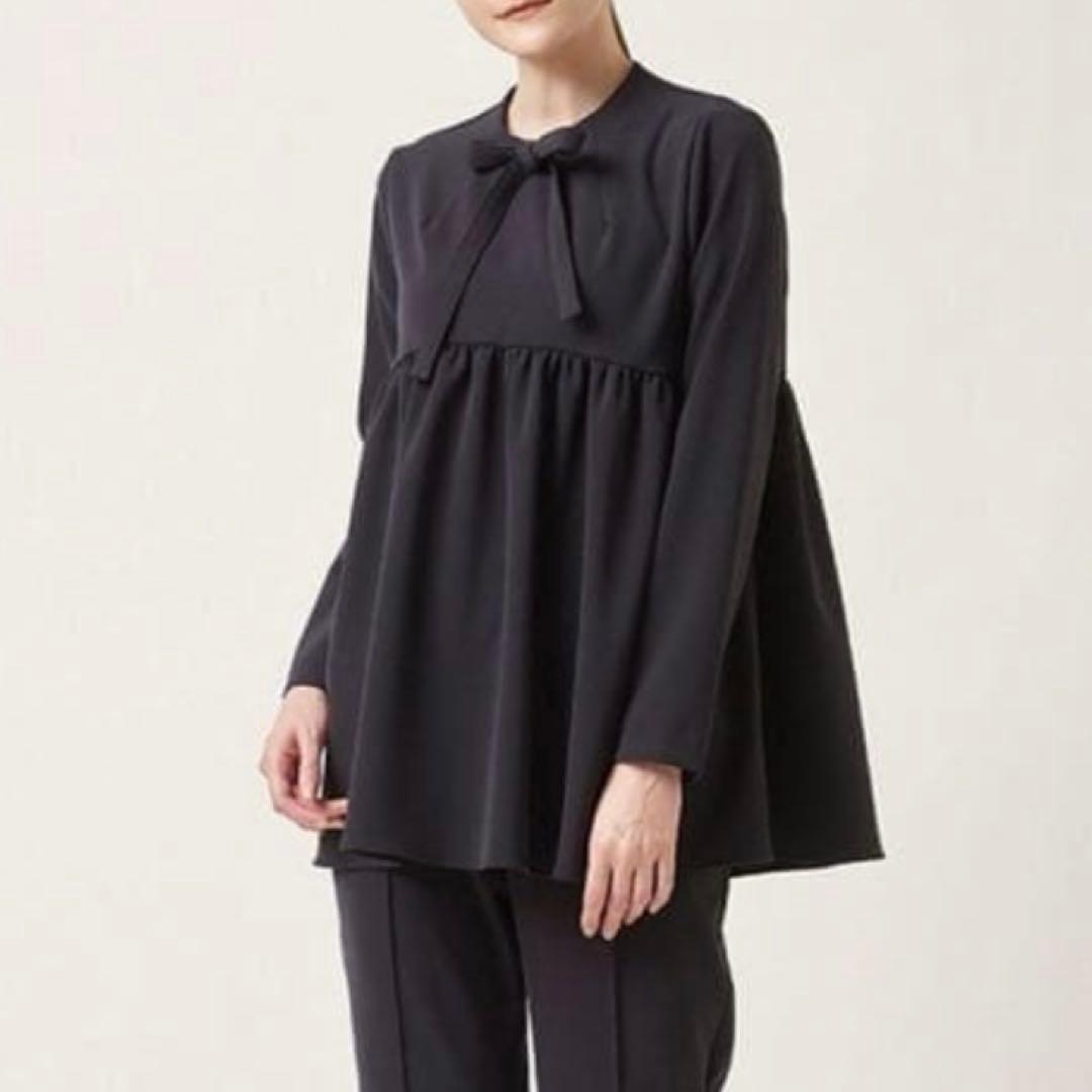 現行✨未使用級✨yori セレモニーリボンブラウス フォーマル ネイビー 38