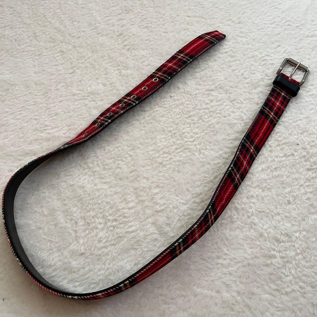 COMME des GARCONS HOMME タータンチェックベルト　レッド