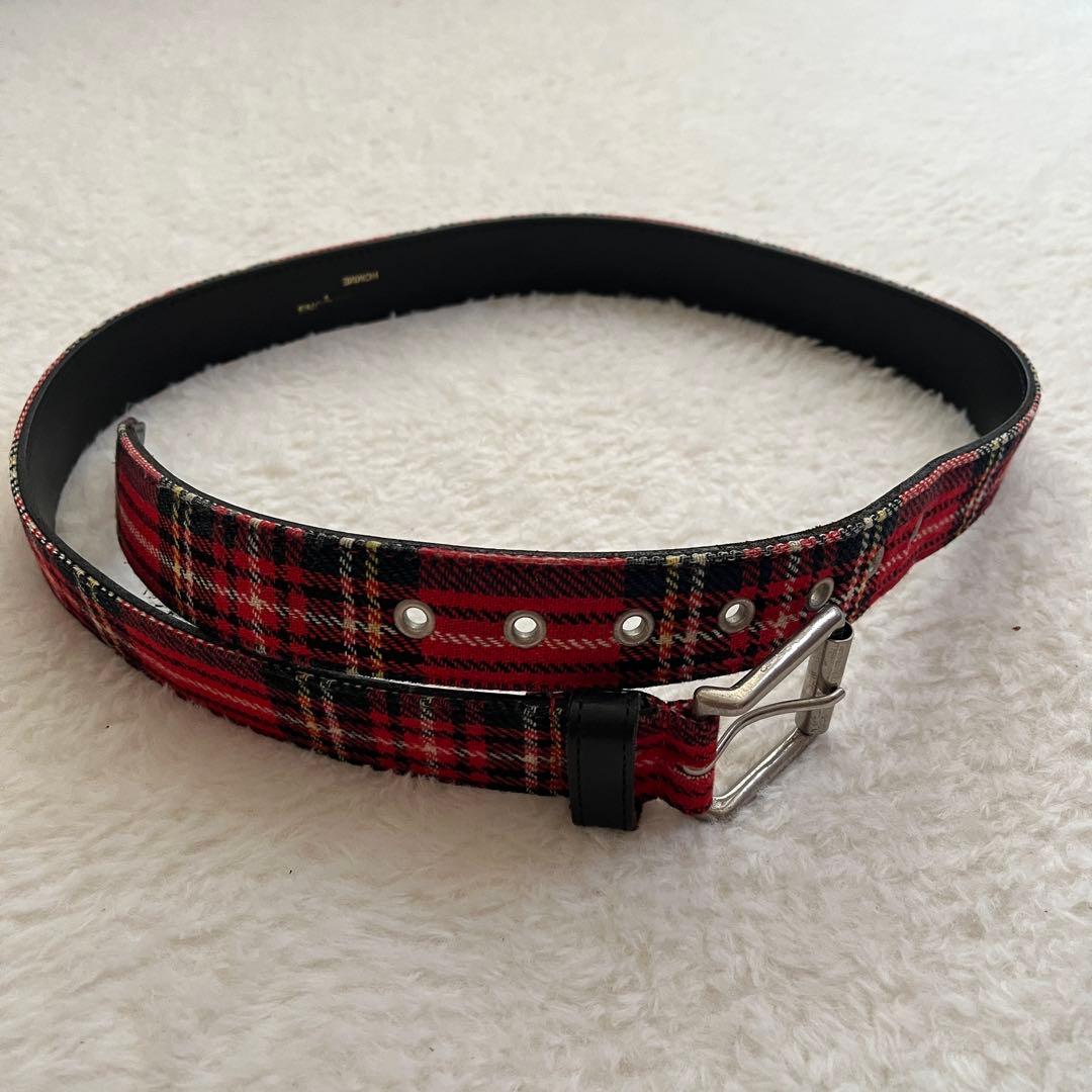 COMME des GARCONS HOMME タータンチェックベルト　レッド