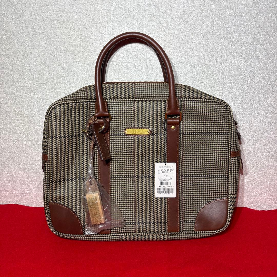 未使用　ポロラルフローレン　ビジネスバッグ　千鳥格子　フリーケース