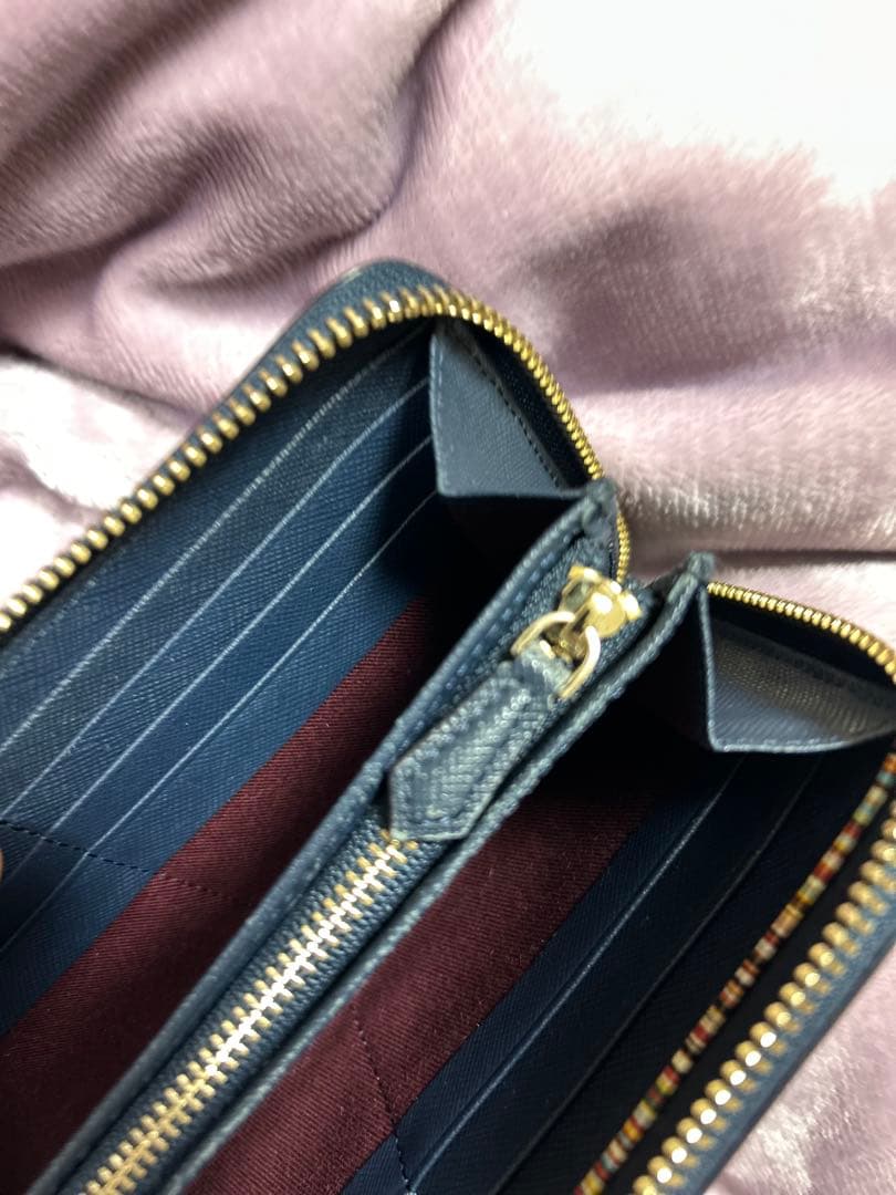 Paul Smith 長財布 ラウンドファスナージップストローグレインネイビー