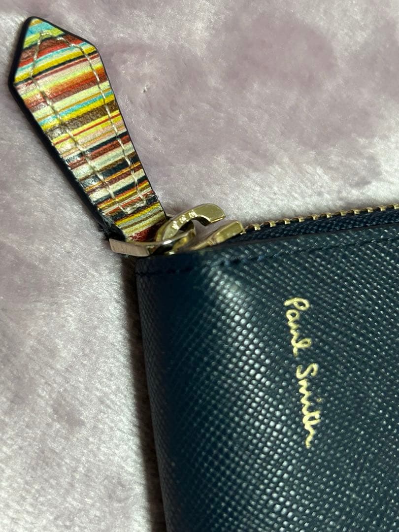 Paul Smith 長財布 ラウンドファスナージップストローグレインネイビー