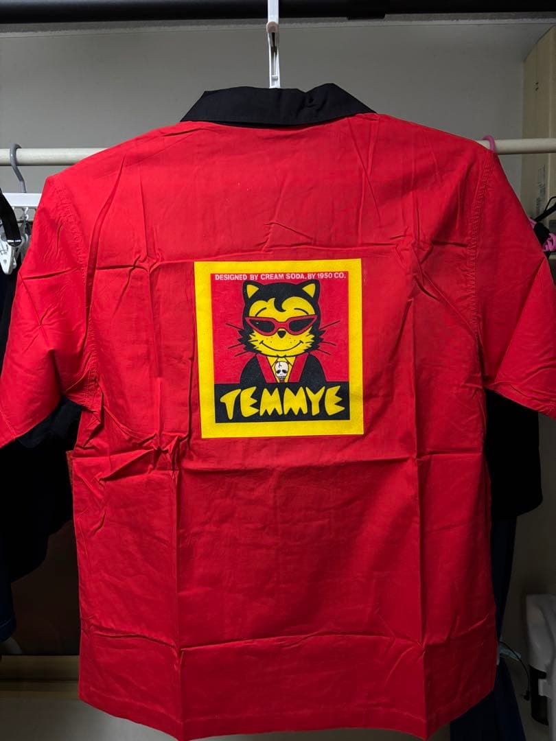 TEMMYE 半袖シャツ 赤黒