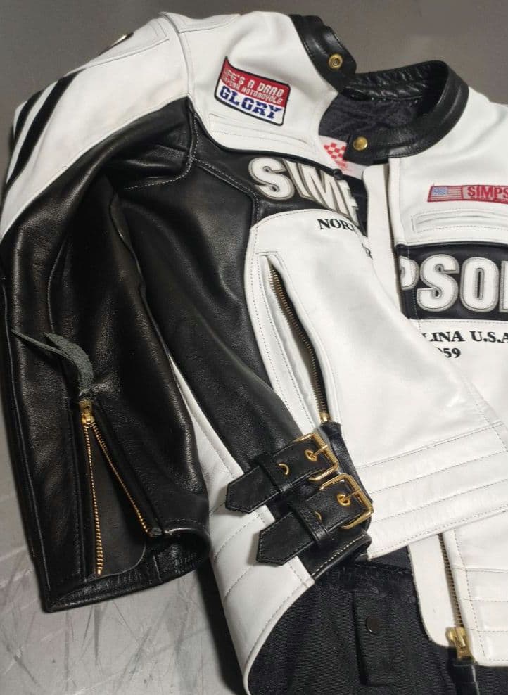 【本皮】SIMPSON シンプソン レザー ライディング ジャケット Mサイズ