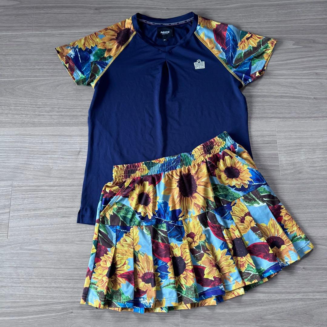 レア❣️アドミラル レディーステニスウェア ゲームシャツ＆ひまわり柄スカート
