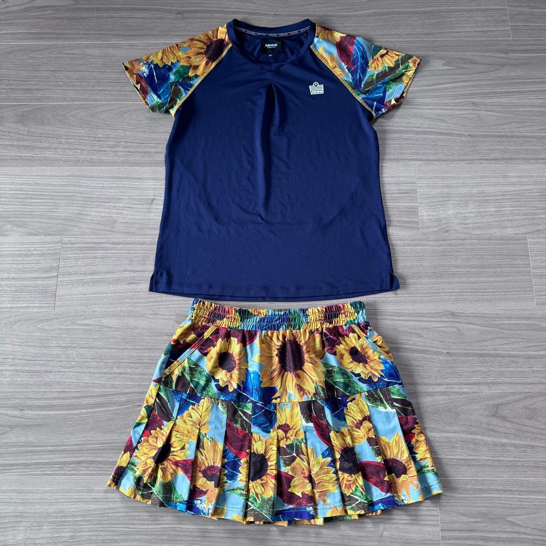 レア❣️アドミラル レディーステニスウェア ゲームシャツ＆ひまわり柄スカート