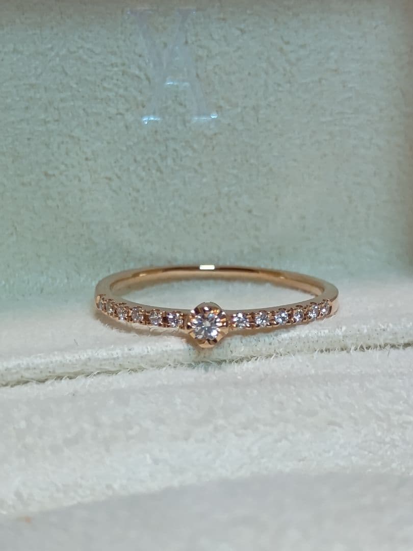 ヴァンドーム青山 K18PG ダイヤモンド 一粒ダイヤ ハーフエタニティ リング