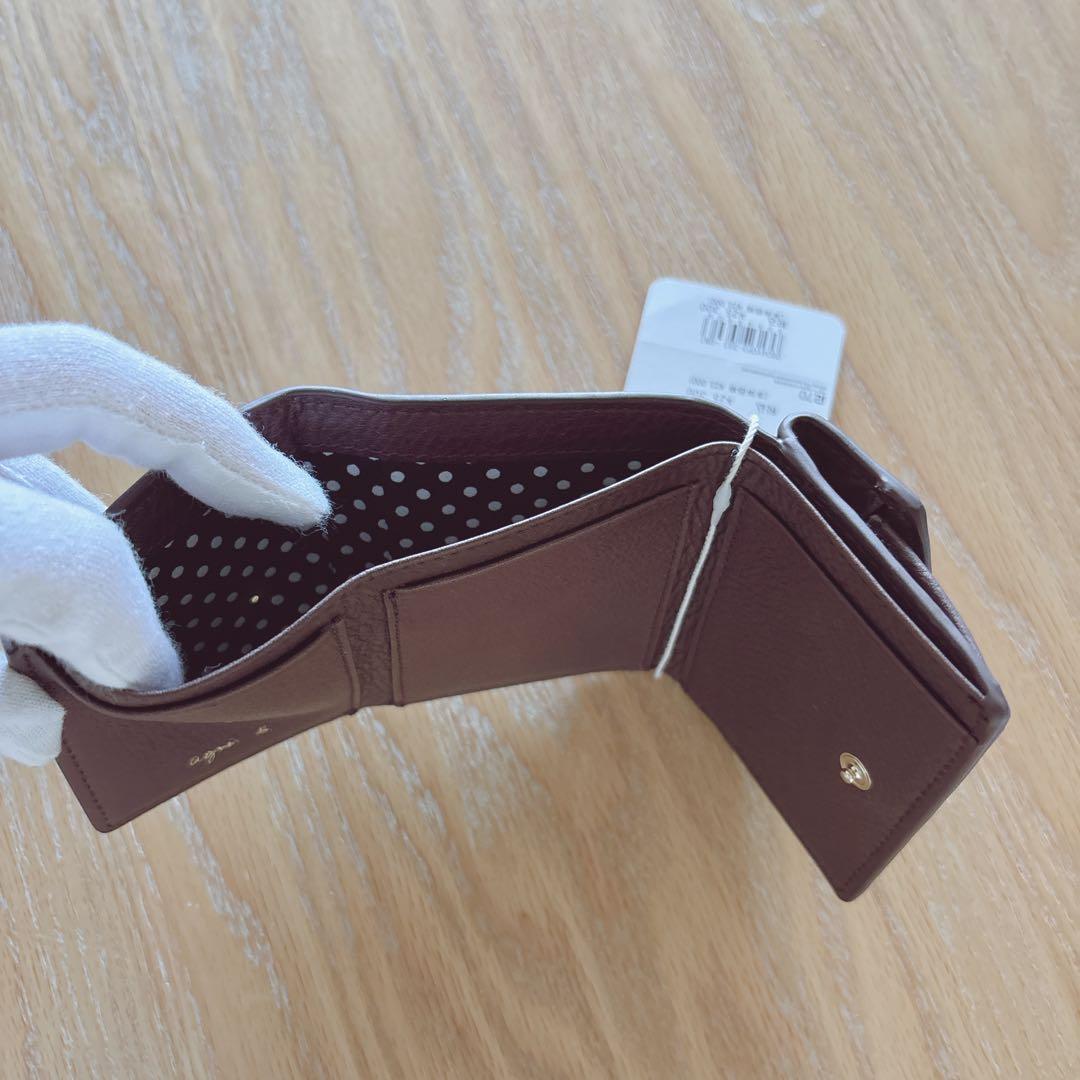 ●訳あり●アニエスベー ミニ財布 本革 ブラウン 茶 ミニウォレット 新品