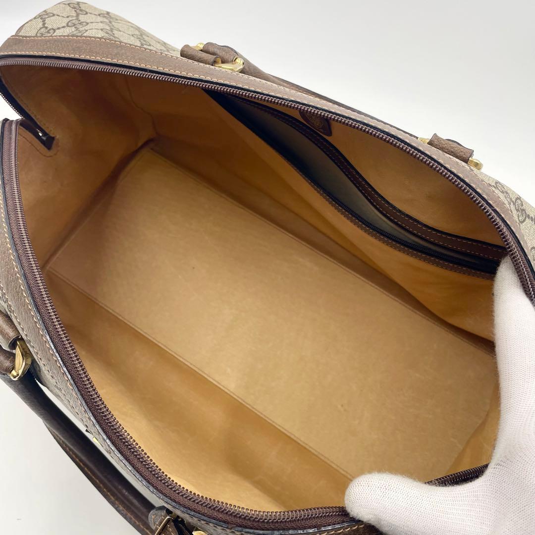 【極美品】オールドグッチ ボストンバッグ 大容量 GGスプリーム ブラウン