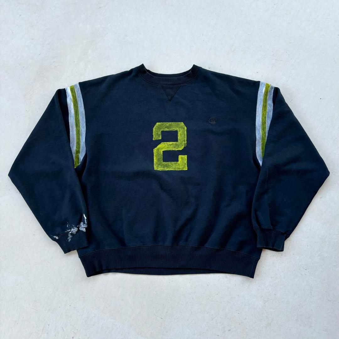 チャンピオン ペイント加工 スウェット ナンバリング 黒 ブラック 常田大希