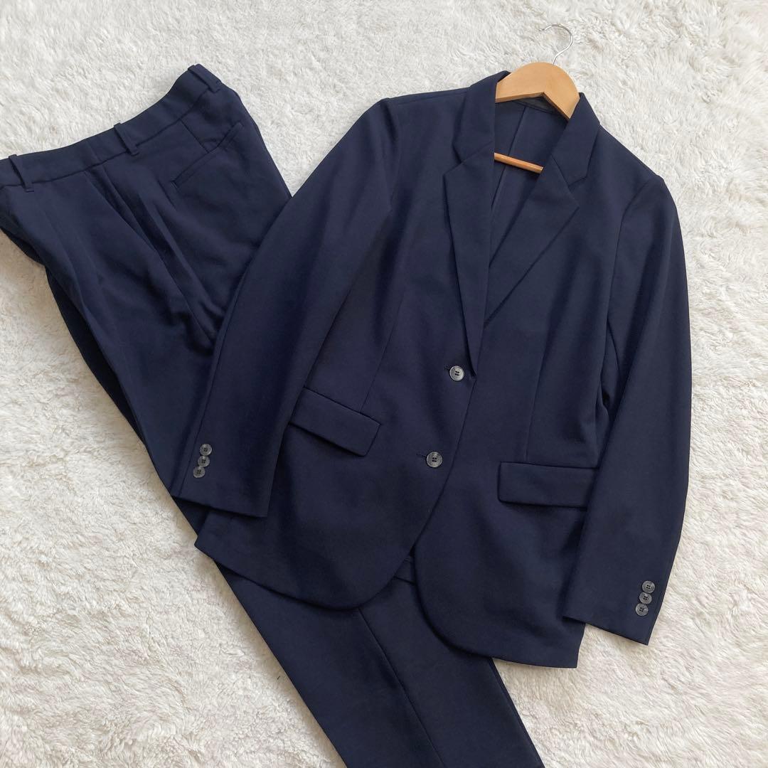 極美品・24年モデル✨ユニクロ　スーツ　感動セットアップ　ネイビー　サイズL