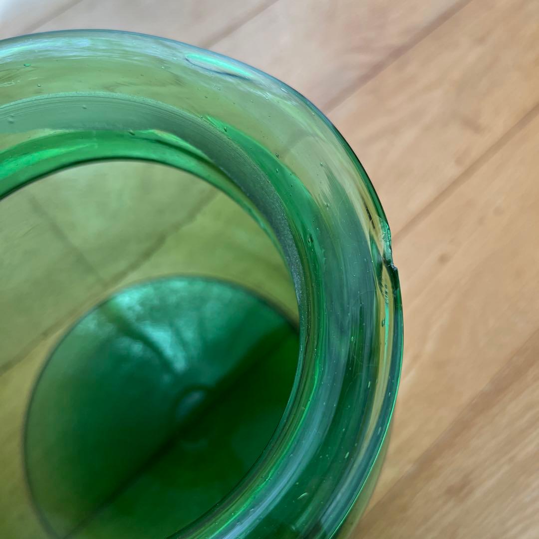 昭和レトロ ガラス瓶 ガラスポット 保存瓶 グリーン 2個セット