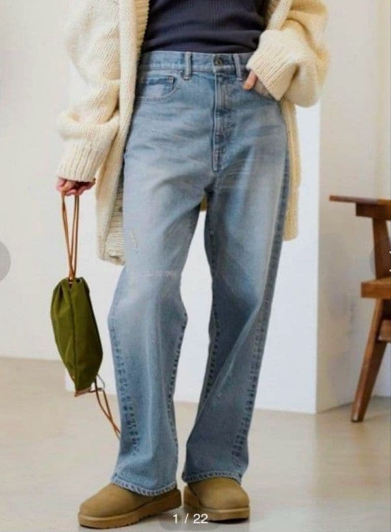 FRAMeWORK ヴィンテージ加工 デニム ワイド ストレートパンツ 40