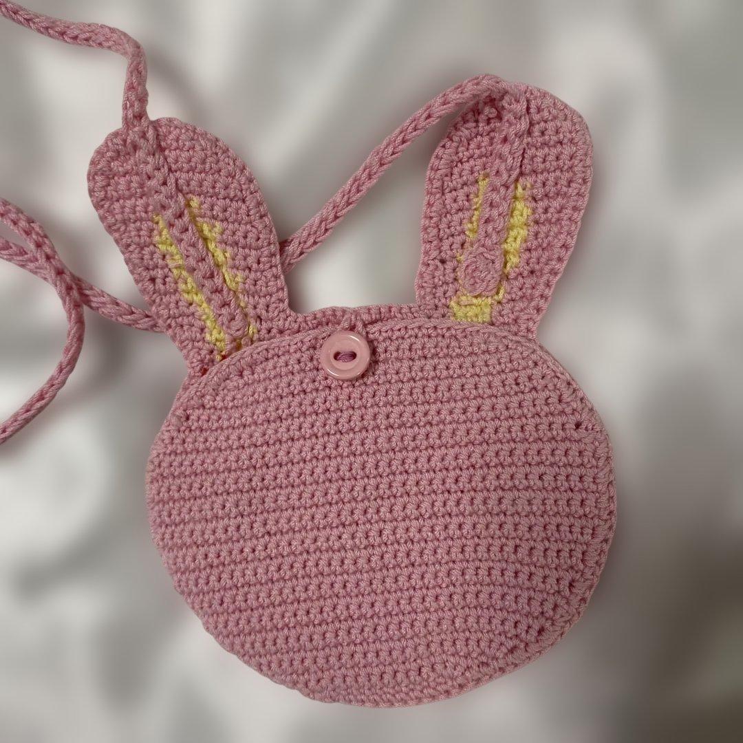 平成レトロ　ミミポポデザインの編みバッグ ミニポシェット