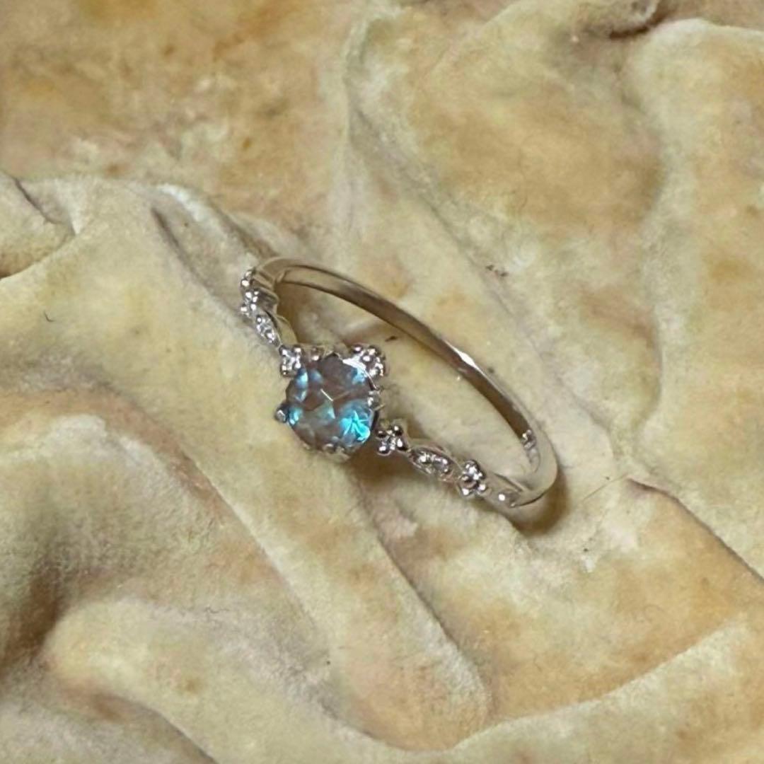 アンティーク　サフィレット　シルバー　リング　12号　ジルコニア