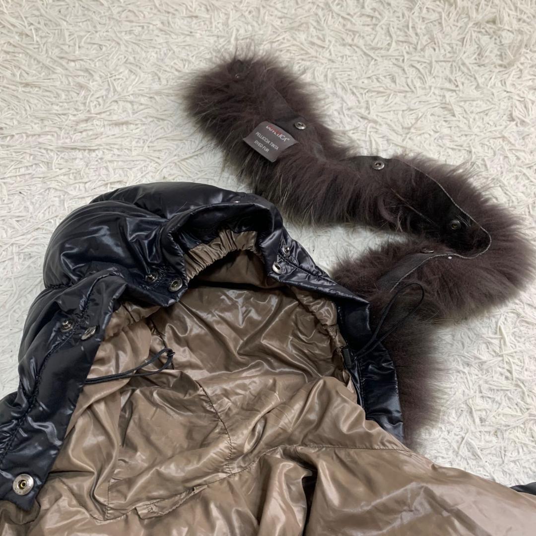 17201✨デュベティカ 40 ラクーンファー ロングダウンコート ブラック系