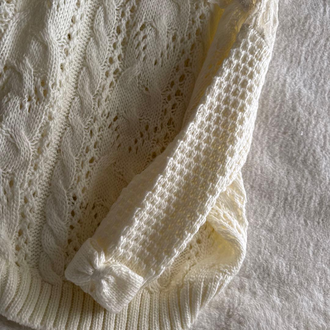 リズリサ　セーターLIZ LISA肩のレース　リボン　可愛いケーブル編み