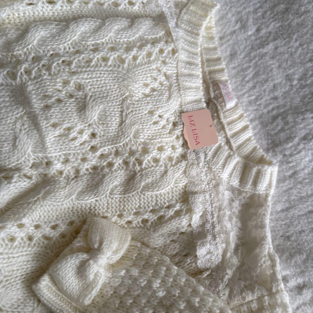 リズリサ　セーターLIZ LISA肩のレース　リボン　可愛いケーブル編み