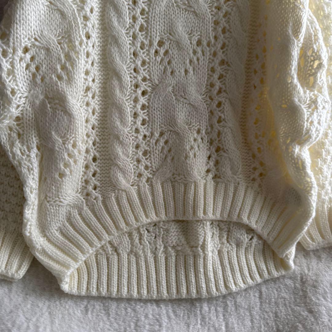 リズリサ　セーターLIZ LISA肩のレース　リボン　可愛いケーブル編み