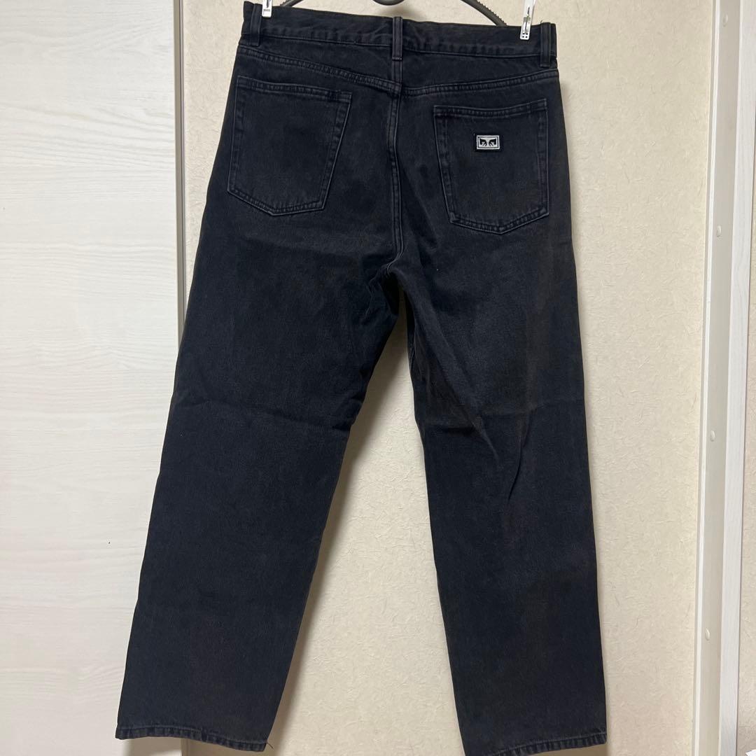 obey プリントブラックデニム