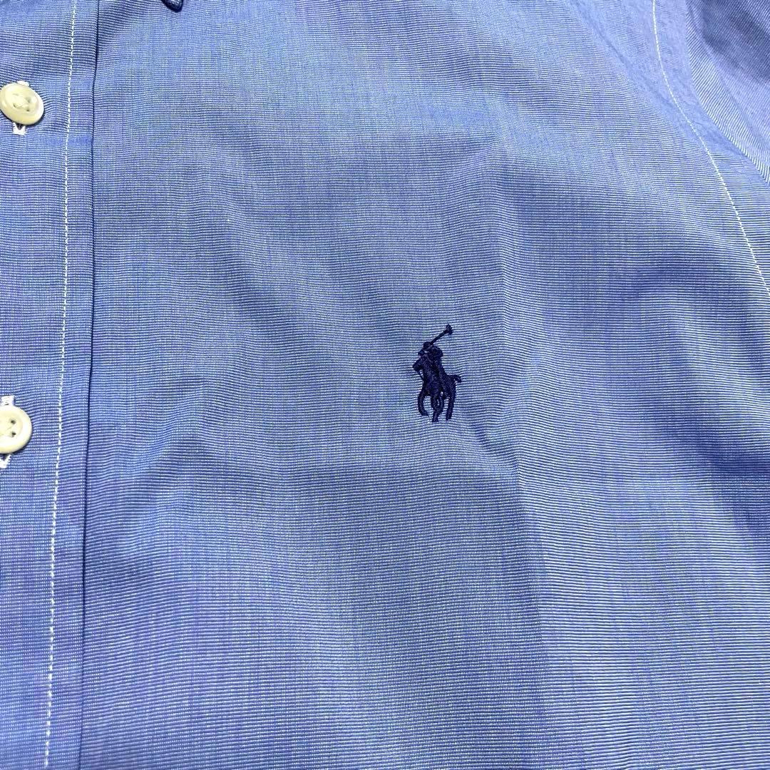 未使用級　ラルフローレン　M ストレッチ　長袖シャツ　BD ポニー刺繍　ブルー